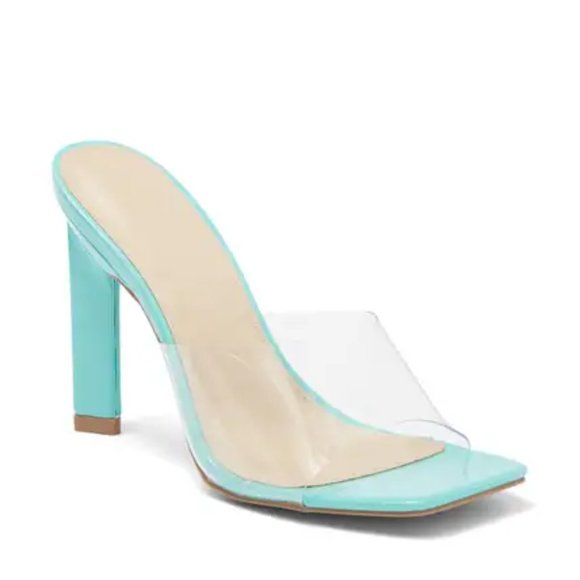 NWT Wild Diva Lounge Bosli Mint Clear  Plexi Stiletto Heel Sandals - Picture 1 of 11